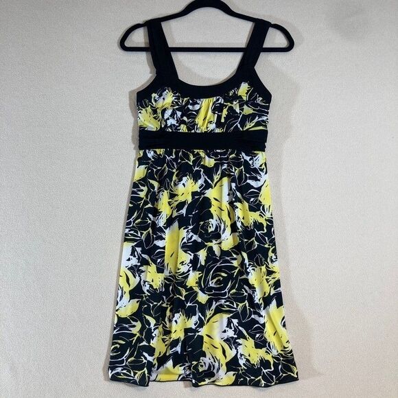 Vintage La Belle Y2K Mini Dress Sz Med Black/Yellow Babydoll Milkmaid Tank‎ Bow - Picture 1 of 10